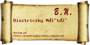 Bisztriczky Máté névjegykártya